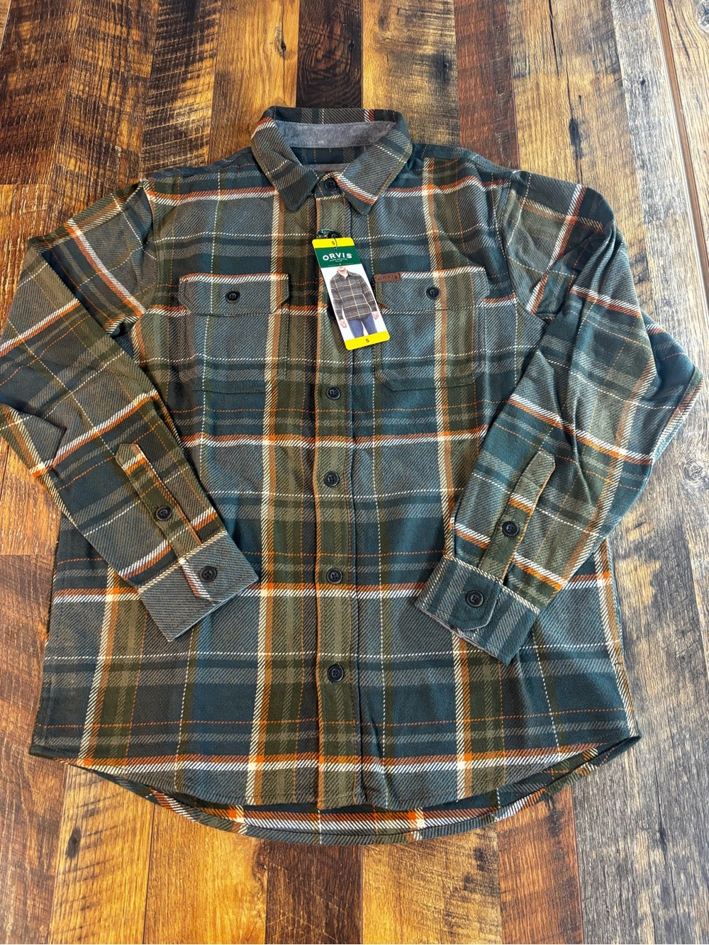 Orvis Men's Classic Collection Army Green Plaid Button-Down Shirt Size Small NWT